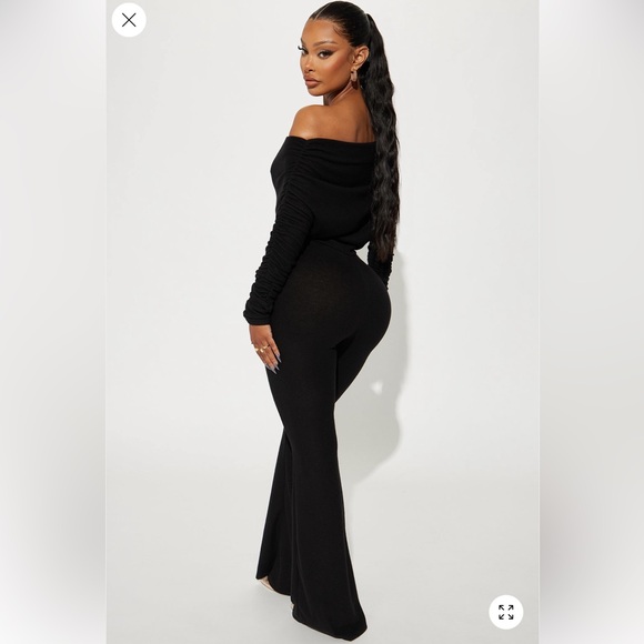 Yasmine Off Shoulder Sweater Jumpsuit - Black - Picture 3 of 7